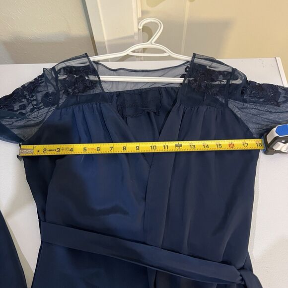 Robed with Love Hildy Robe Blue Floral Embroidered Bridesmaid Bell Sleeves Small - Picture 9 of 9